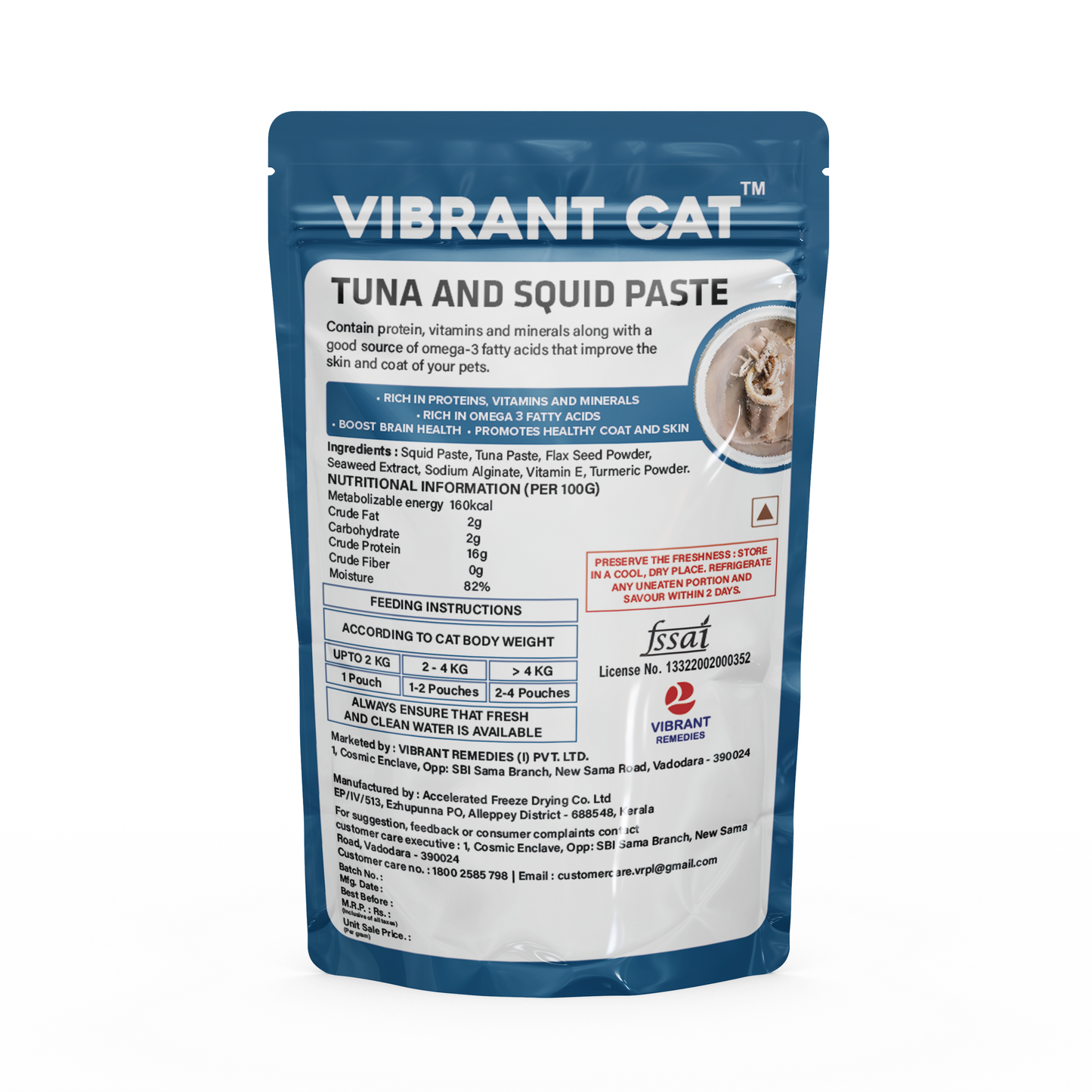 Vibrant Cat Wet Food Tune & Squid Paste (PACK OF 15)