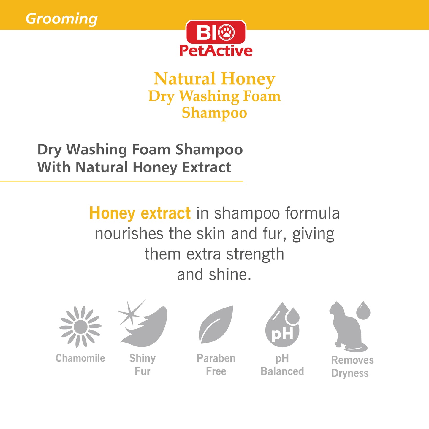 NATURAL HONEY DRY WASHING FOAM SHAMPOO FOR DOG