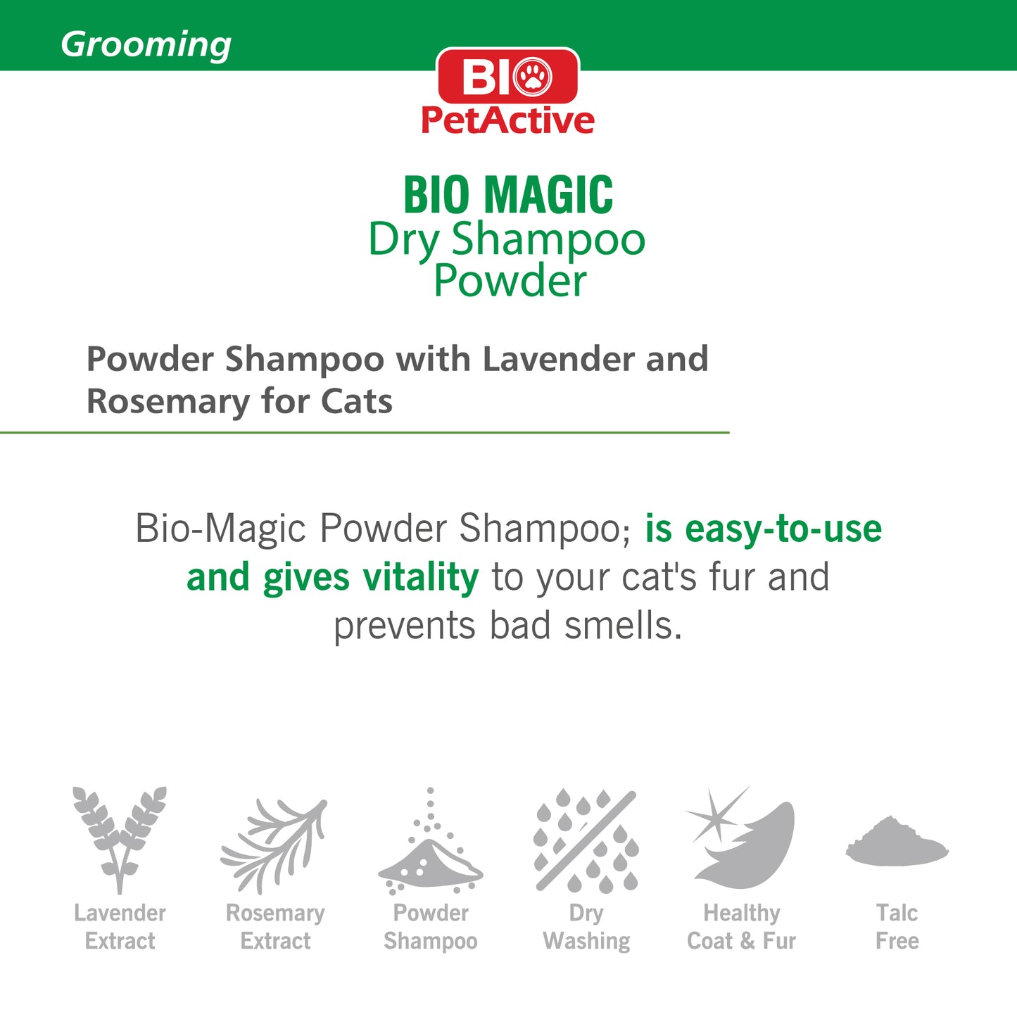 BIOMAGIC DRY SHAMPOO POWDER FOR CATS