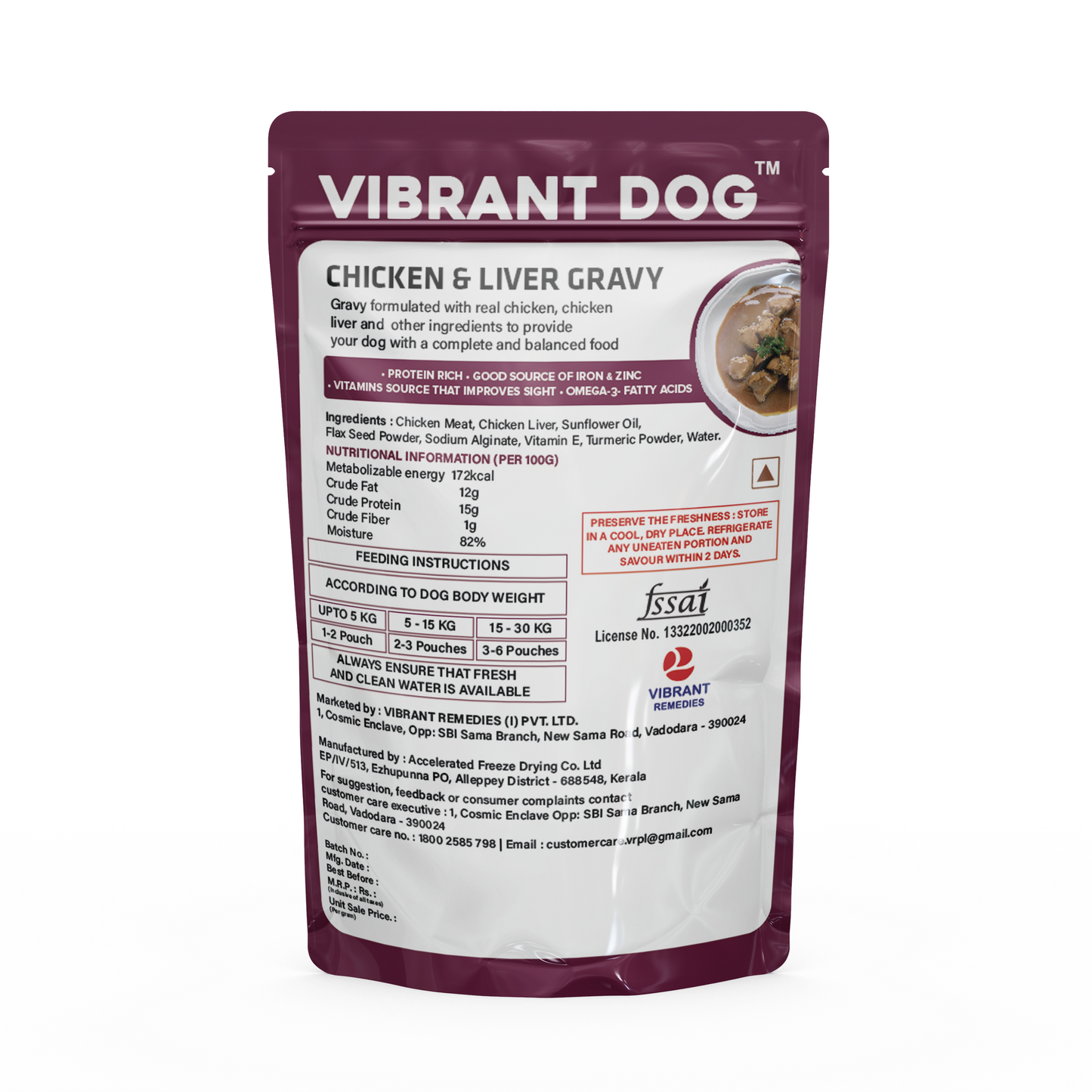 Vibrant Dog Wet Food Chicken & Liver Gravy (PACK OF 15)