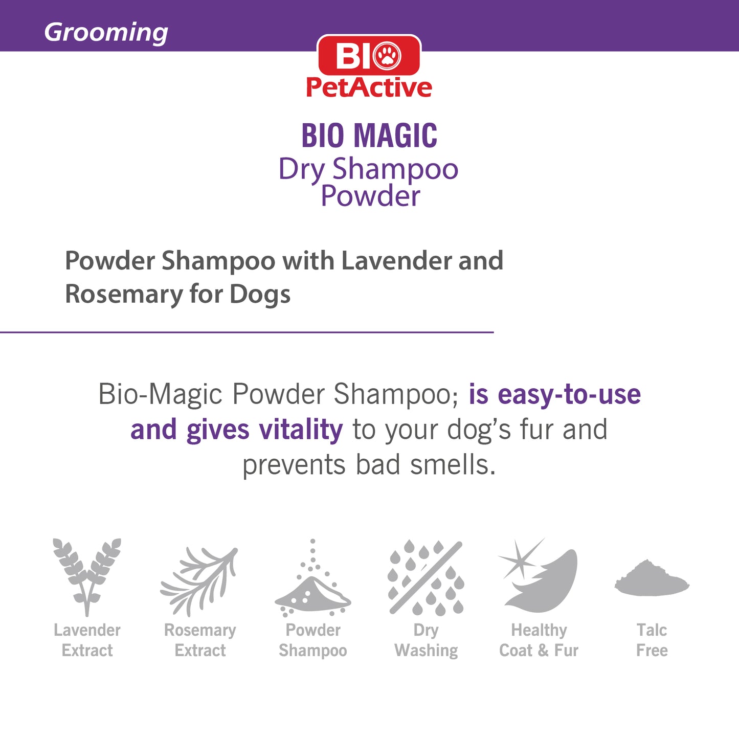 BIOMAGIC DRY SHAMPOO POWDER FOR DOGS