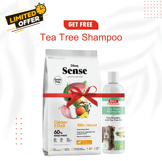 DIBAQ SENSE GRAIN FREE CHICKEN & DUCK (ADULT) + FREE TEA TREE SHAMPOO 100ML (COMBO)