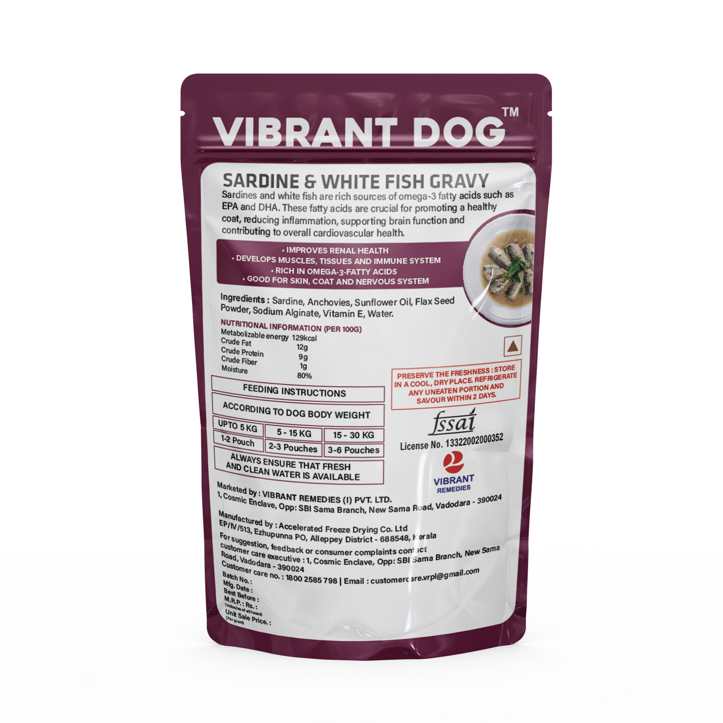 Vibrant Dog Wet Food Sardine & White Fish Gravy (PACK OF 15)