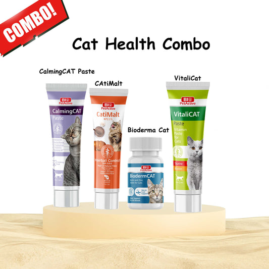 CAT HEALTH COMBO (CATI MALT+ PLUS - Kitten & Adult /100 ml,  VITALI CAT PASTE - Adult / 100 ml,  CalmingCAT Paste - Cat Adult / 100 ml,  BIODERM CAT - Kitten & Adult / 100 Tablets)