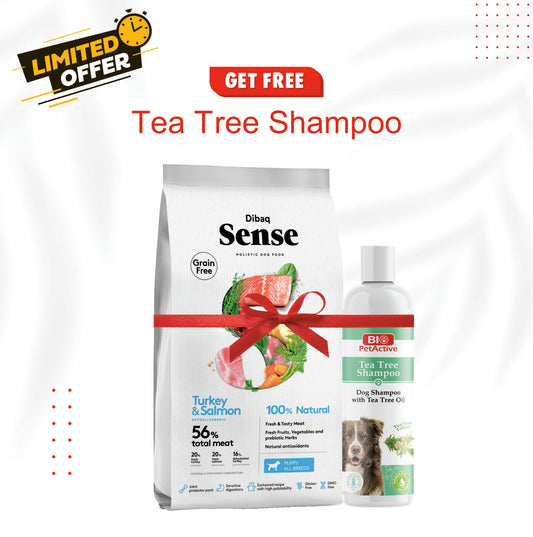 DIBAQ SENSE GRAIN FREE TURKEY & SALMON (PUPPY) + Tea Tree Shampoo 100ml (Combo)