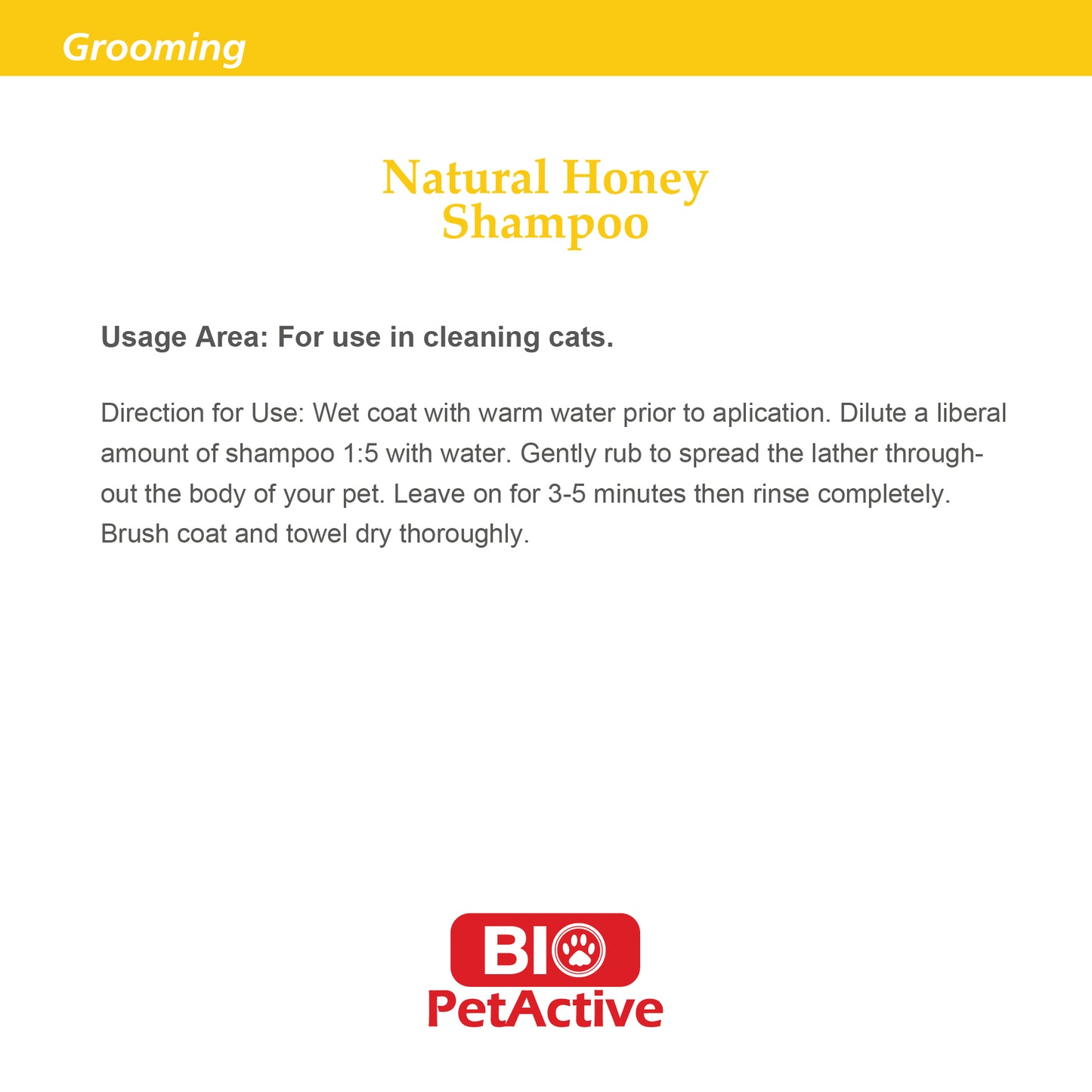 NATURAL HONEY SHAMPOO FOR CATS